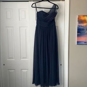 Navy blue one shoulder gown